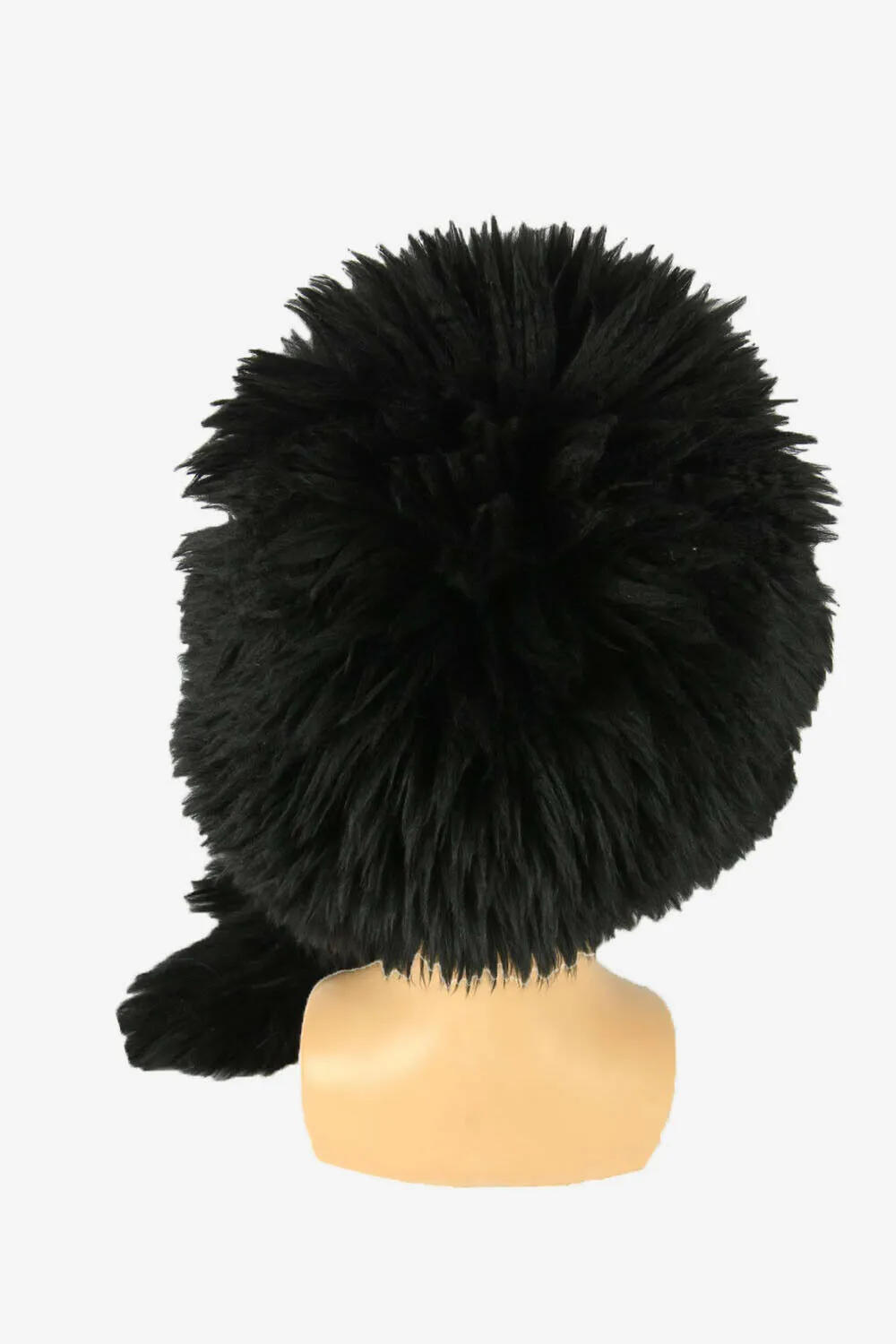 Vintage Russian Style Fur Hat Earflaps Winter Warm Black Size 32 cm - Pepper Tree London