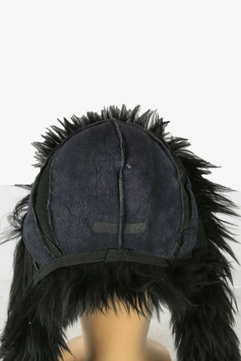 Vintage Russian Style Fur Hat Earflaps Winter Warm Black Size 32 cm - Pepper Tree London