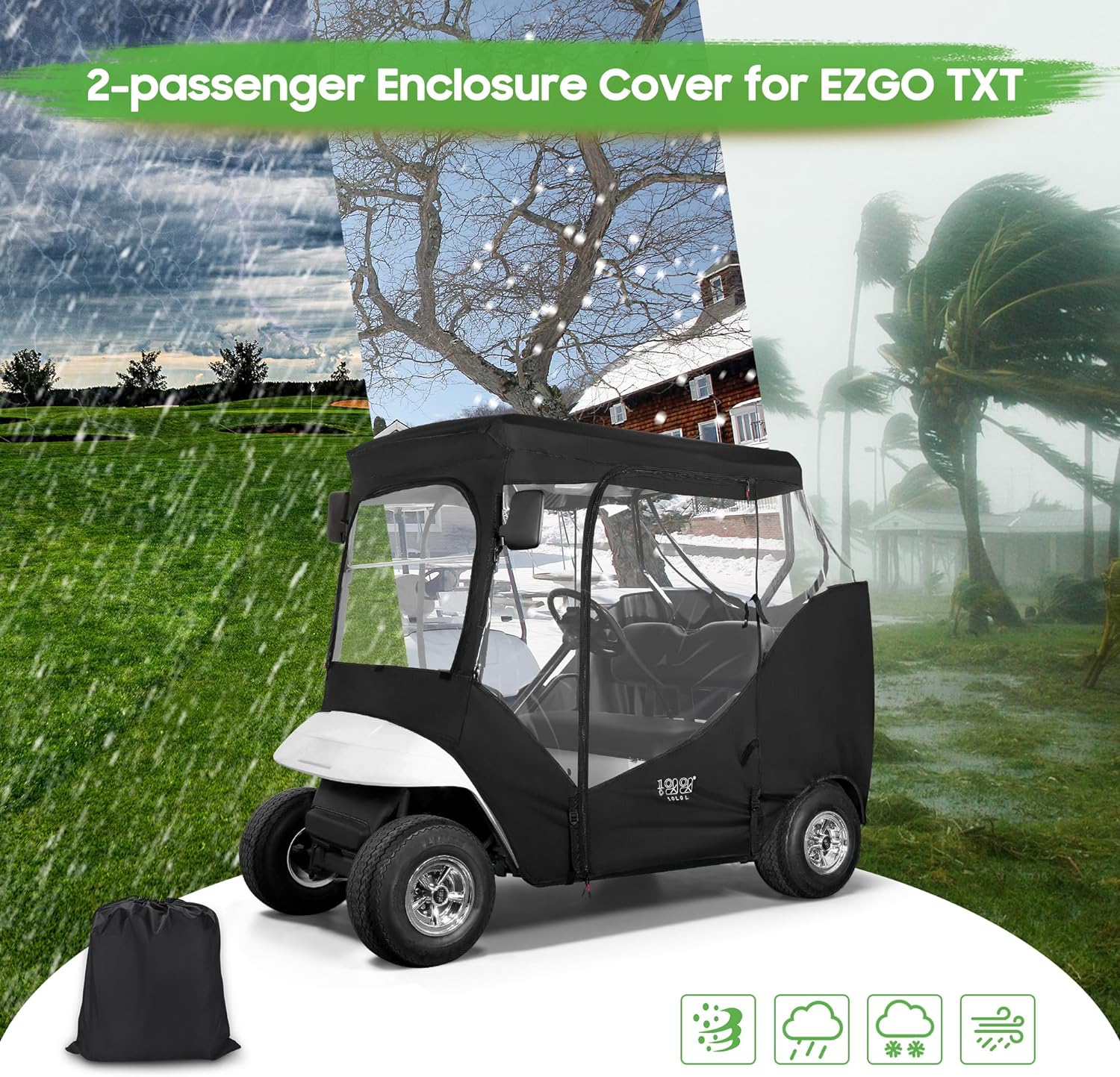 Waterproof Golf Cart Covers for EZGO TXT RXV Portable Golf Cart Enclosure - 10L0L