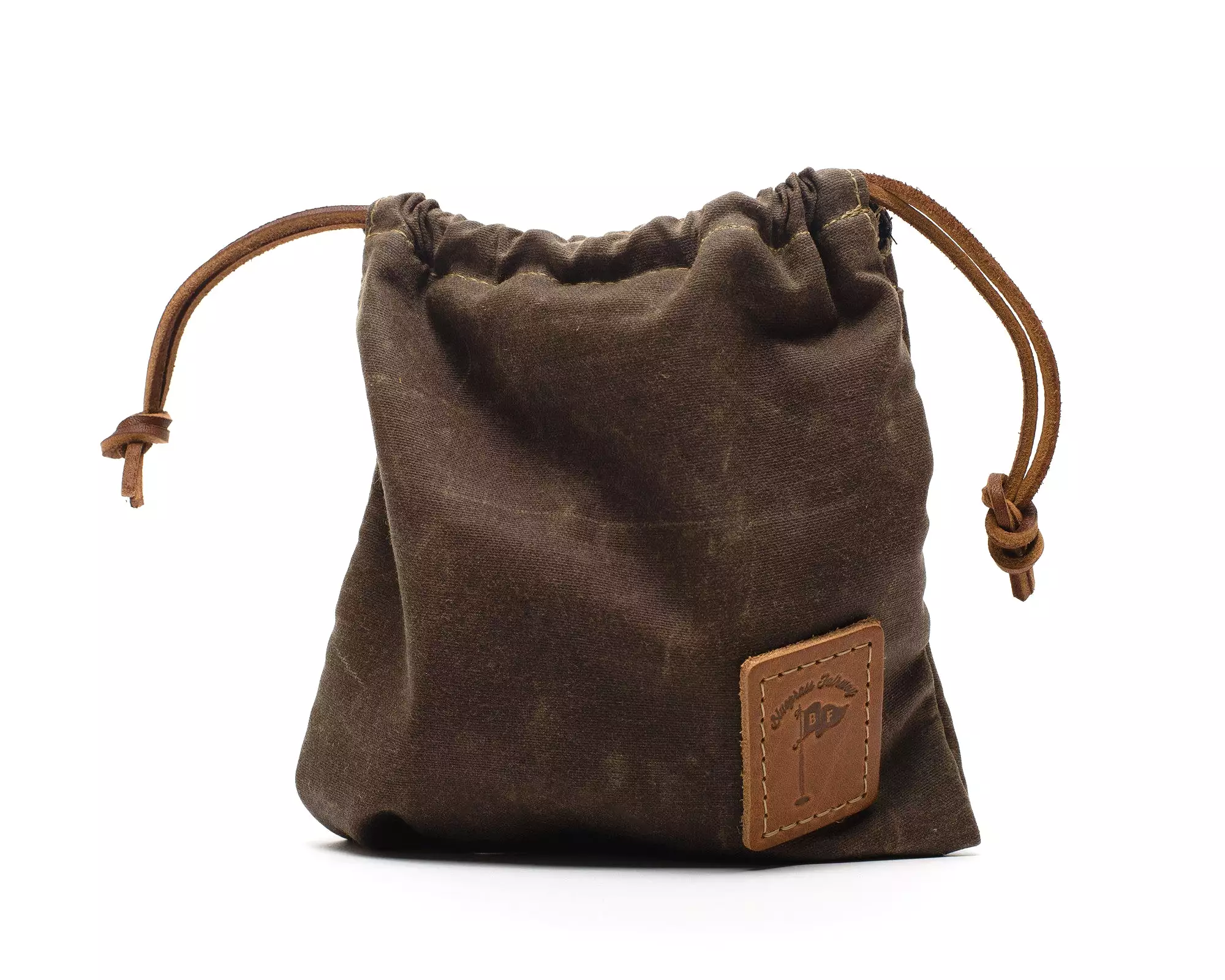 Waxed Canvas Golf Drawstring Valuables Pouch in Bourbon