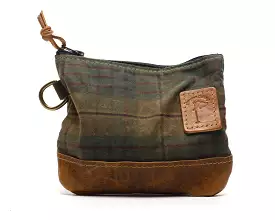 Waxed Canvas Zippered Golf Valuables Field Pouch in British Tartan