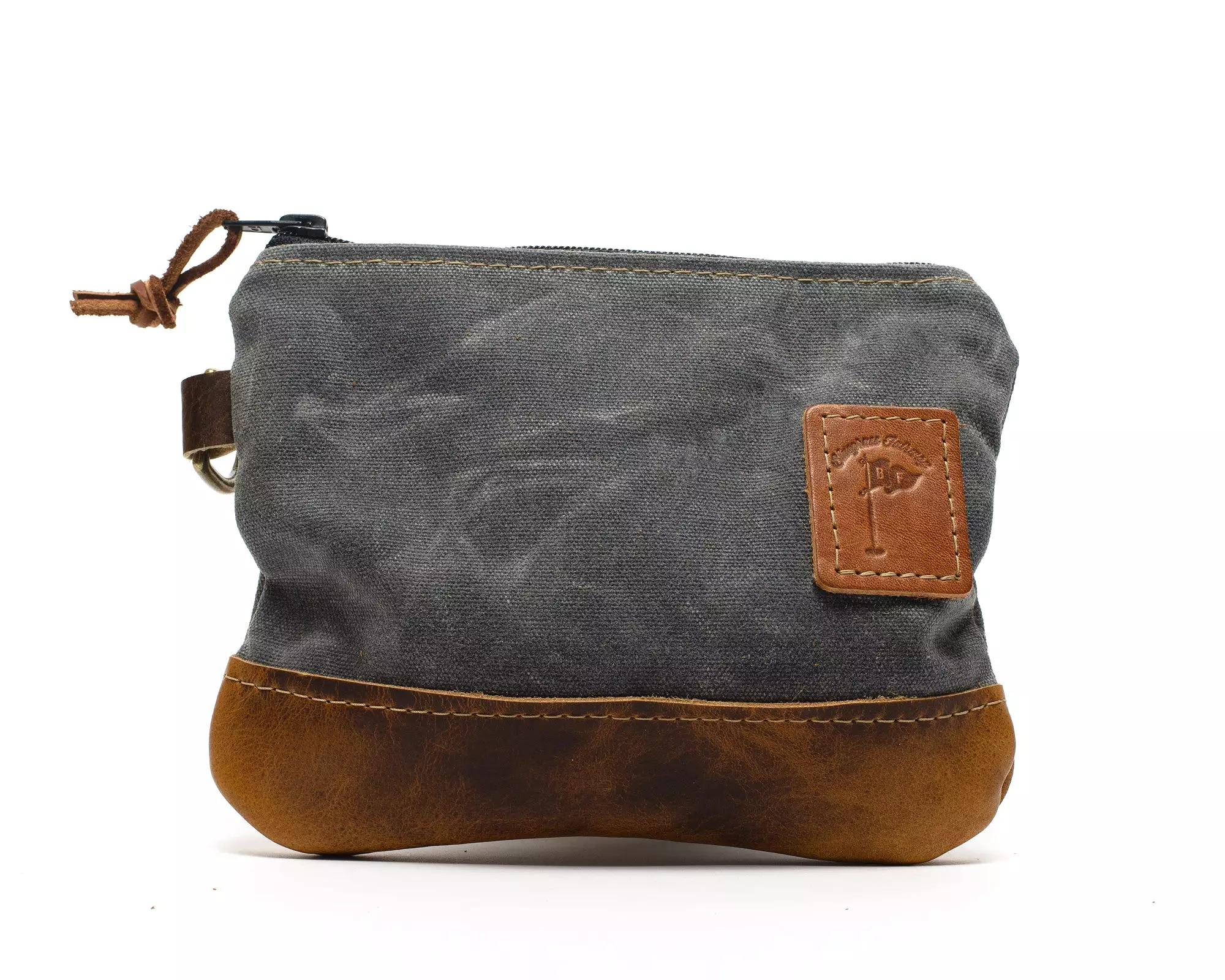 Waxed Canvas Zippered Golf Valuables Field Pouch in Charcoal Gray