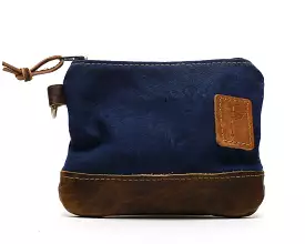 Waxed Canvas Zippered Golf Valuables Field Pouch in Navy