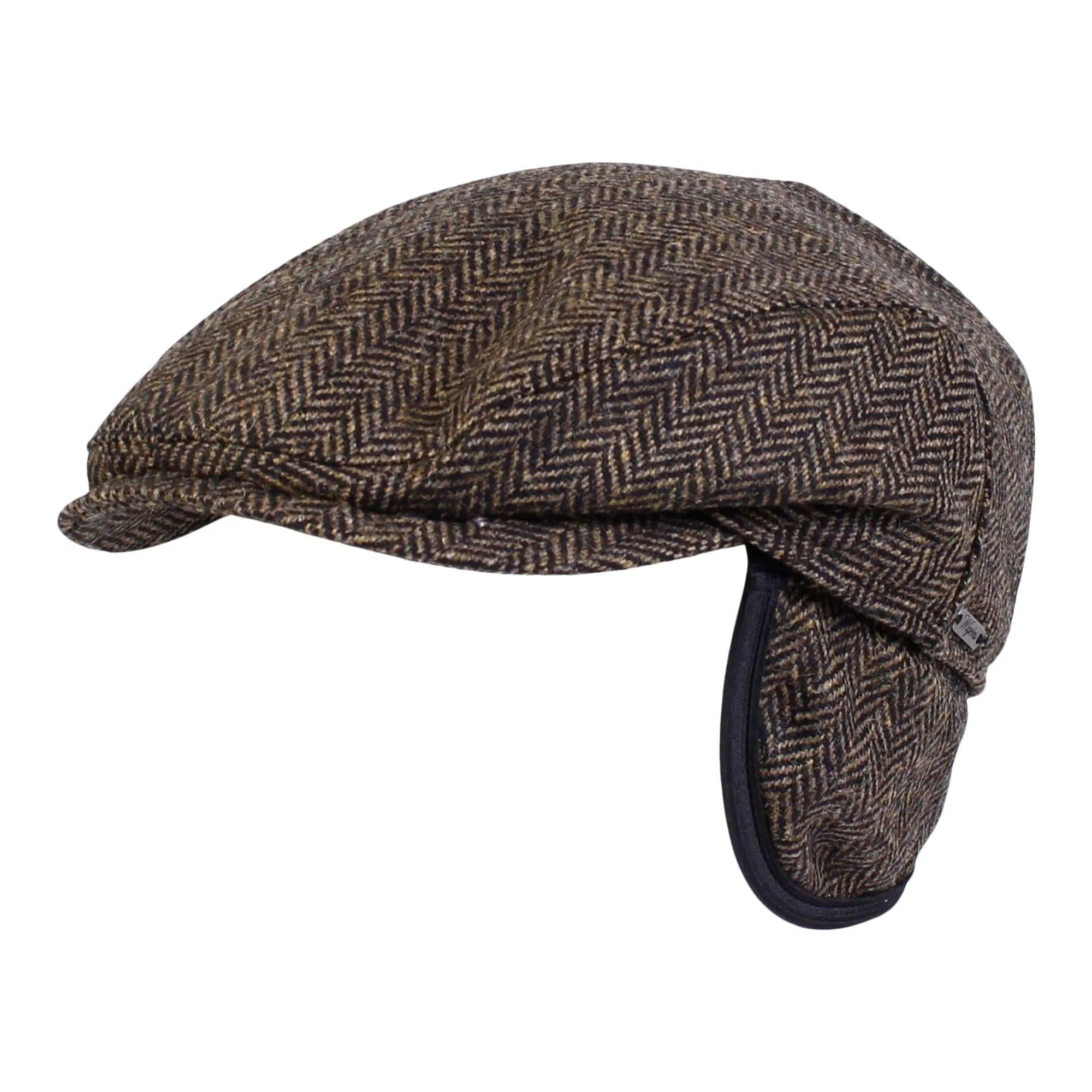 Wigens Men's Herringbone Wool Ivy Slim Cap with Earflaps