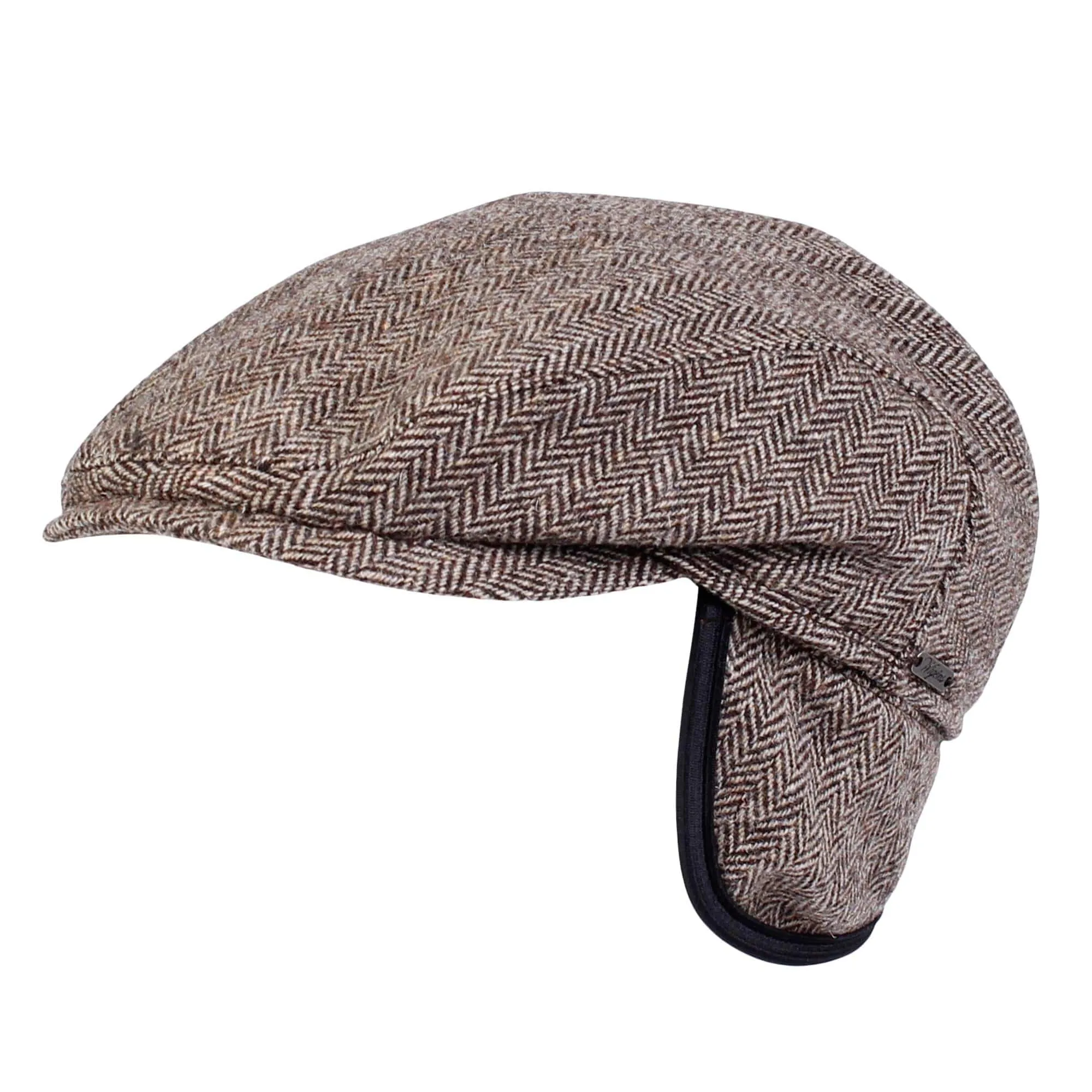 Wigens Men's Herringbone Wool Ivy Slim Cap with Earflaps