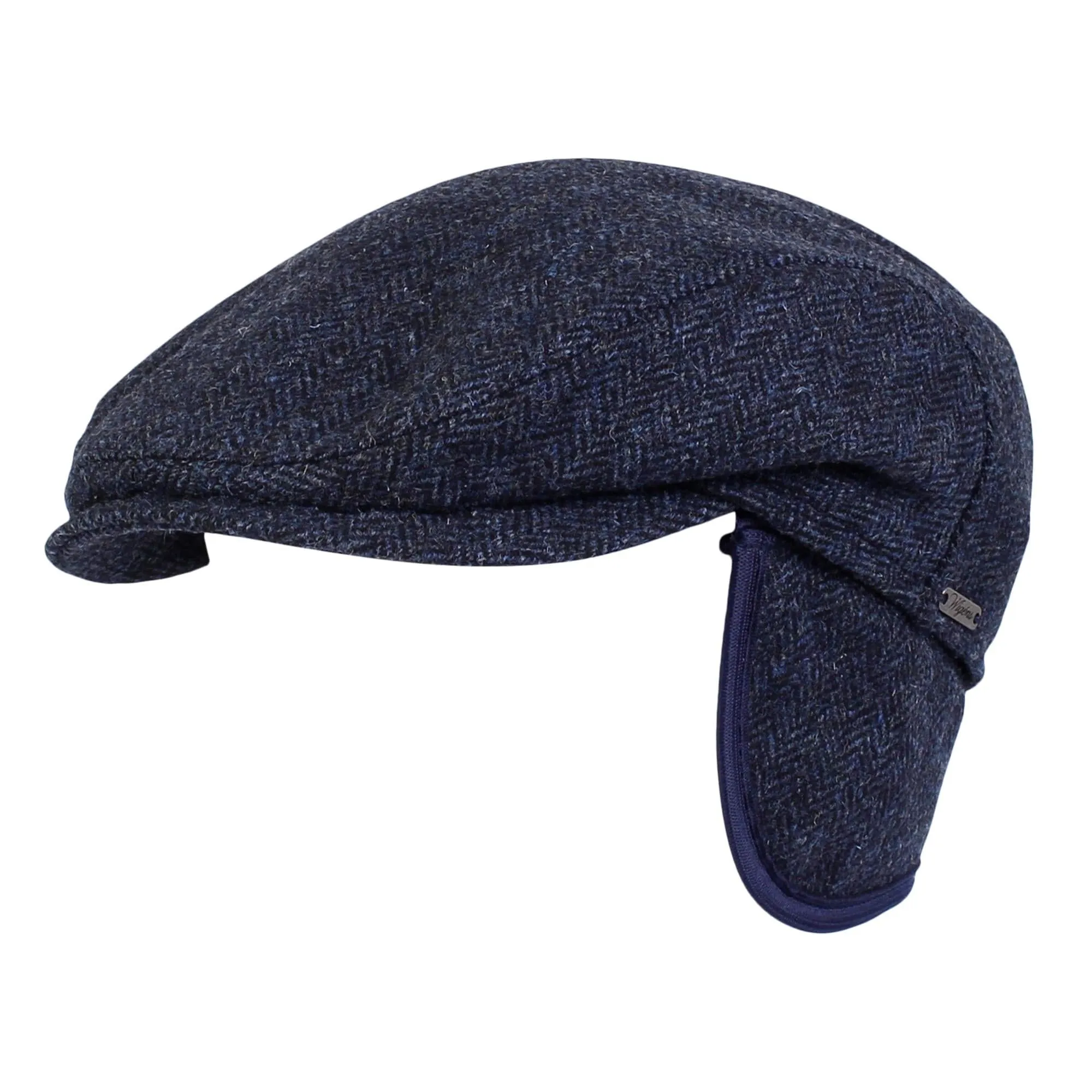 Wigens Men's Herringbone Wool Ivy Slim Cap with Earflaps