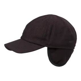 Wool Blend Baseball Cap with Earflaps in Bordeaux Herringbone by Wigens